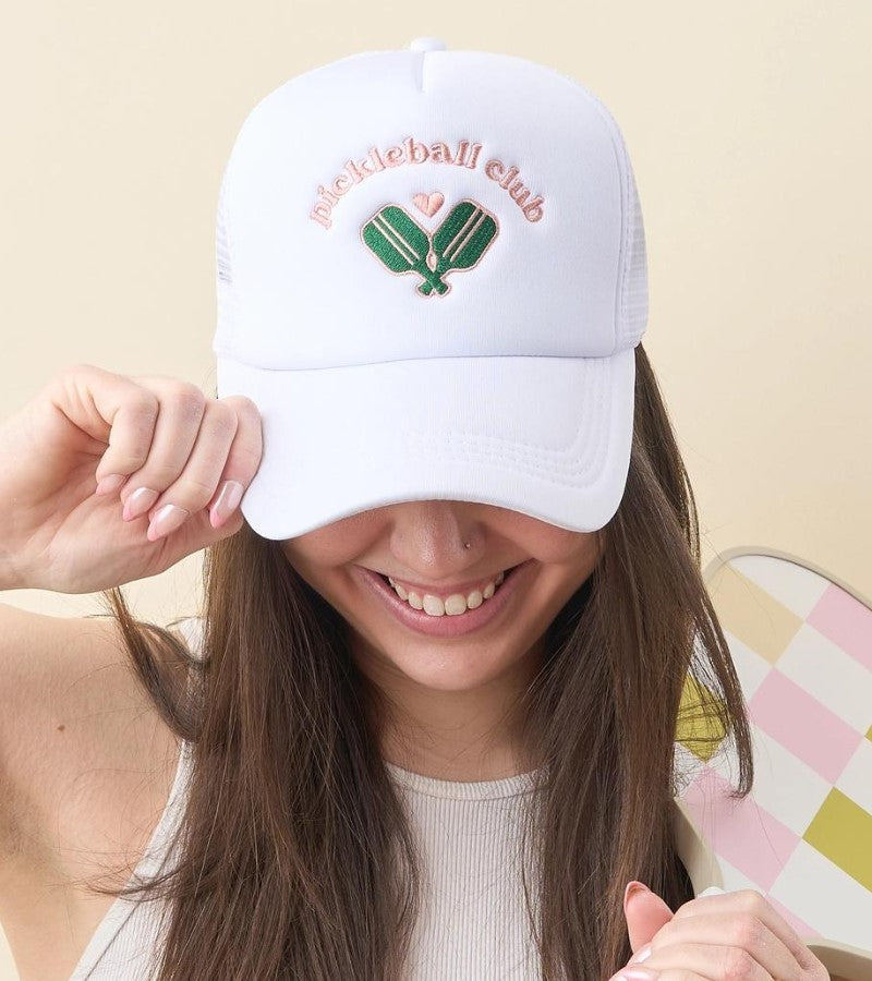 Load image into Gallery viewer, Pickleball Trucker Hat White on Head