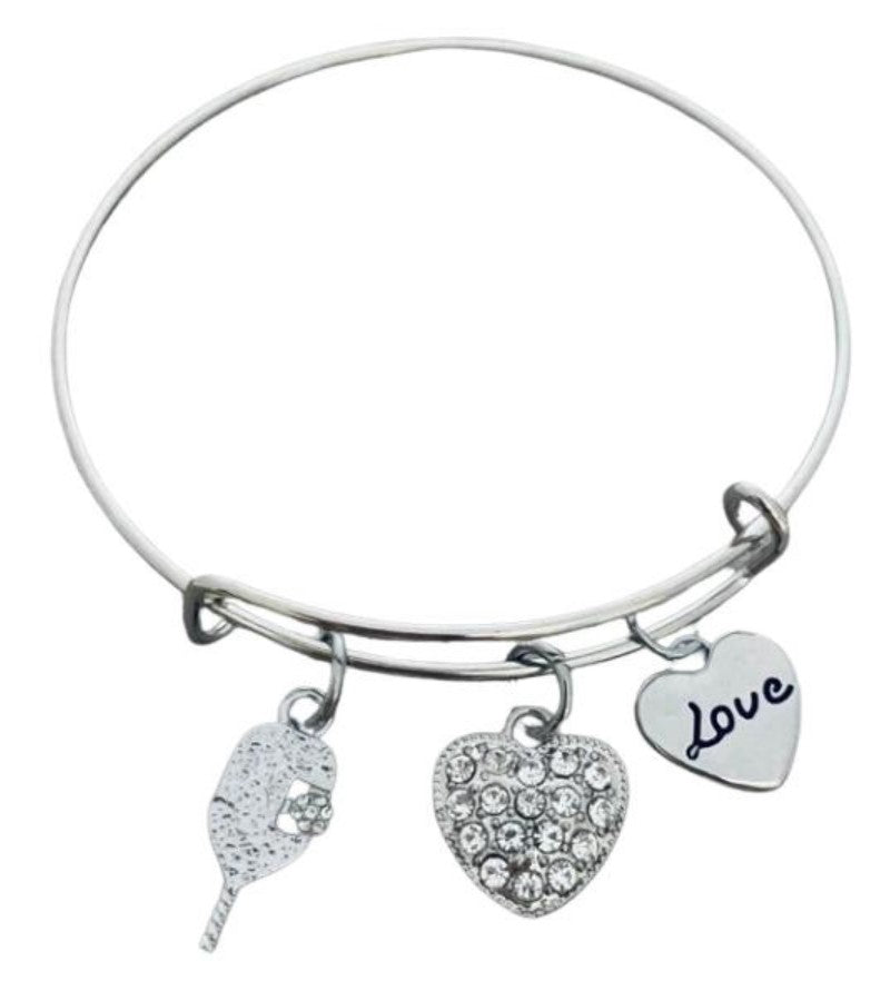 Load image into Gallery viewer, Pickleball Heart Charm Bangle Bracelet