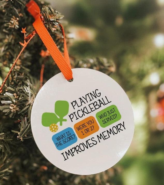 Load image into Gallery viewer, Playing Pickleball Improves Memory Ornament