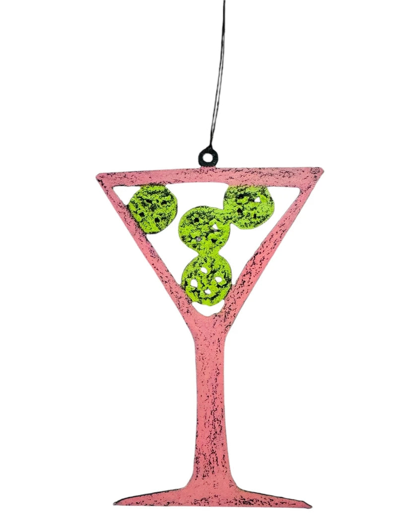 Load image into Gallery viewer, Pickleball Martini Metal Ornament Pink
