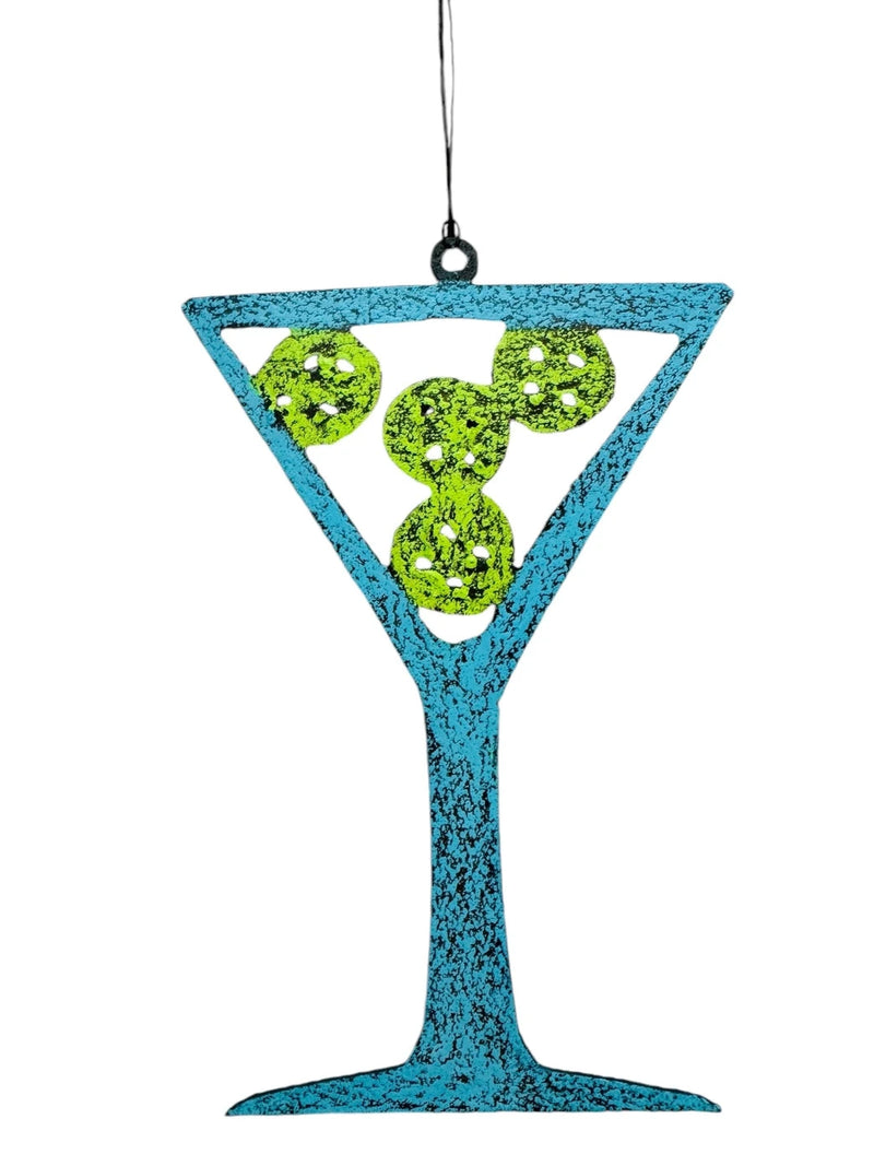 Load image into Gallery viewer, Pickleball Martini Metal Ornament Blue