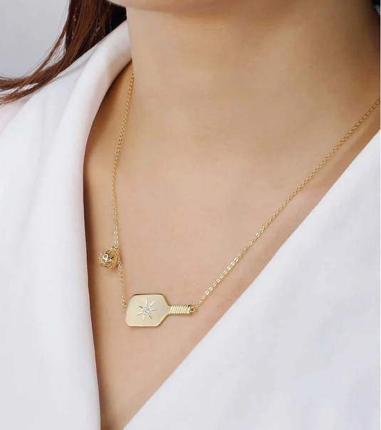 PickleBelle Cross Court Pickleball Necklace Gold