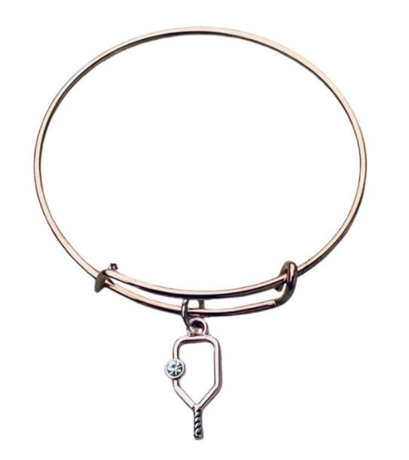 Load image into Gallery viewer, Pickleball Paddle Bangle Bracelet - Rose Gold