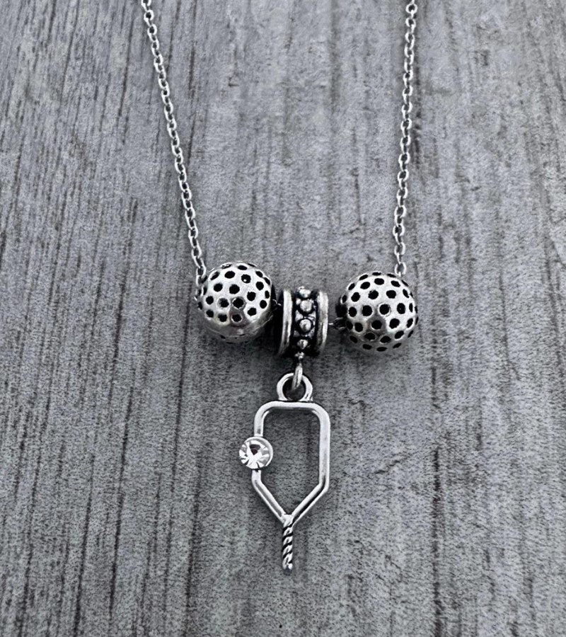 Load image into Gallery viewer, Pickleball Paddle Beaded Charm Necklace