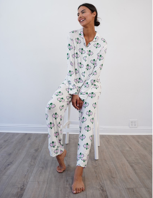 Long Sleeve Pickleball Paddles Pajamas Pant Set