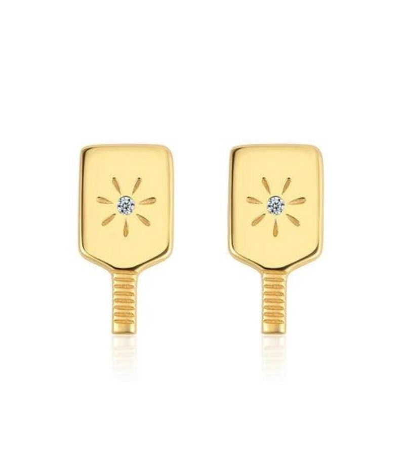 Load image into Gallery viewer, Pickleball Paddle Stud Earrings Gold