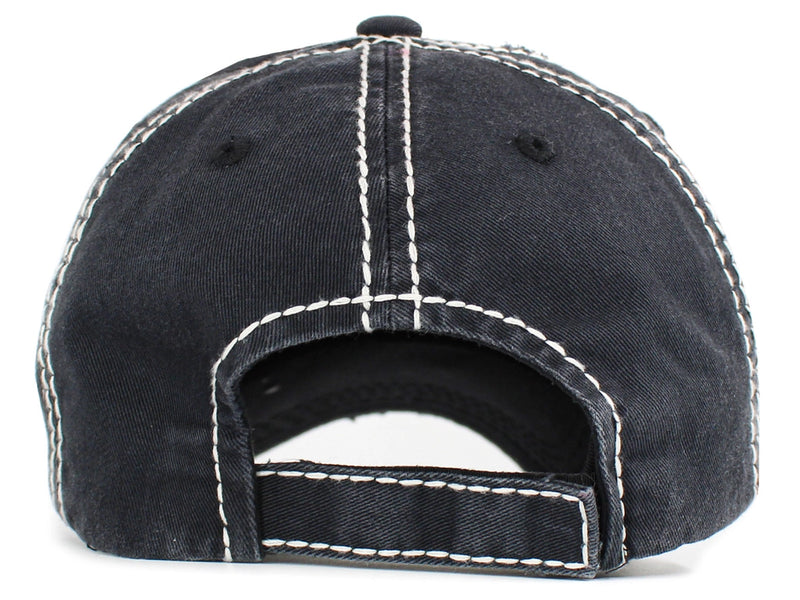 Load image into Gallery viewer, Pickleball Queen Distressed Hat Black Back View