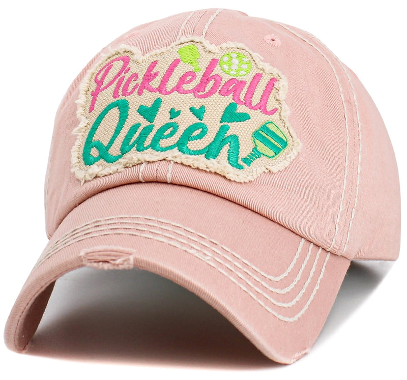 Load image into Gallery viewer, Pickleball Queen Vintage Hat Dusty Rose Side View
