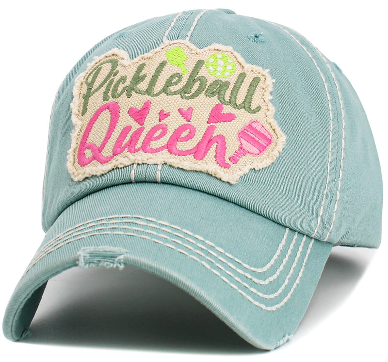 Load image into Gallery viewer, Pickleball Queen Vintage Hat Seafoam - Side View