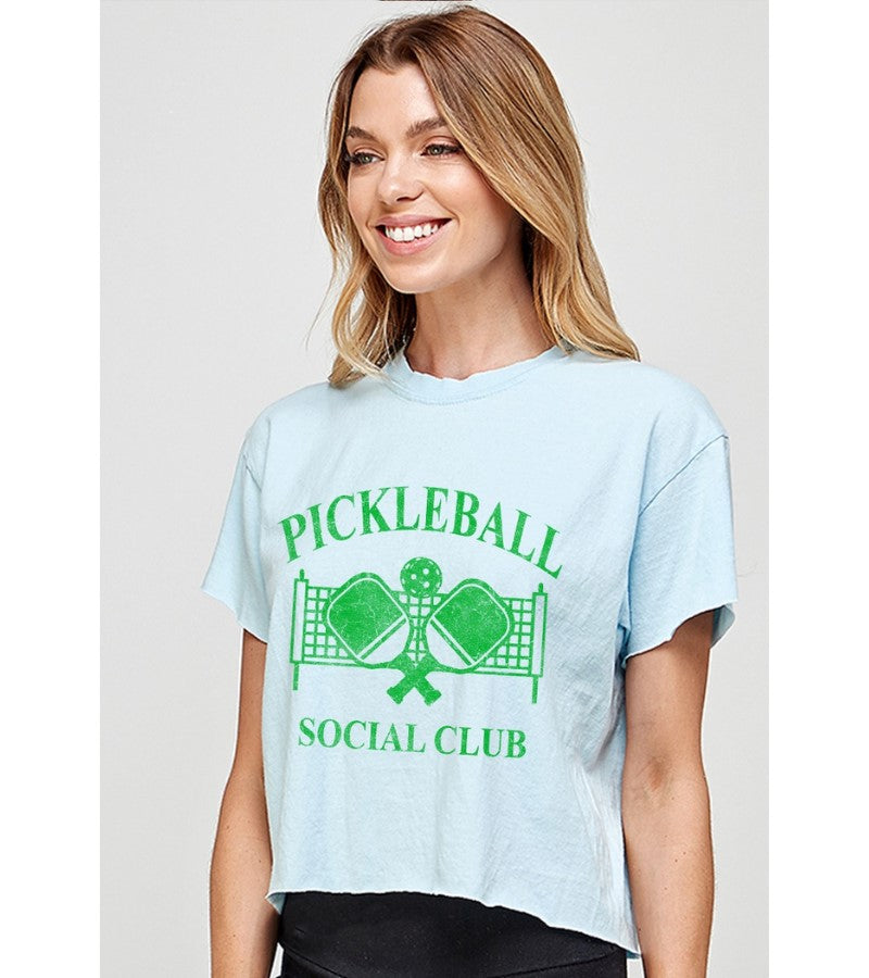 Load image into Gallery viewer, Pickleball Social Club Crop Top Powder Blue