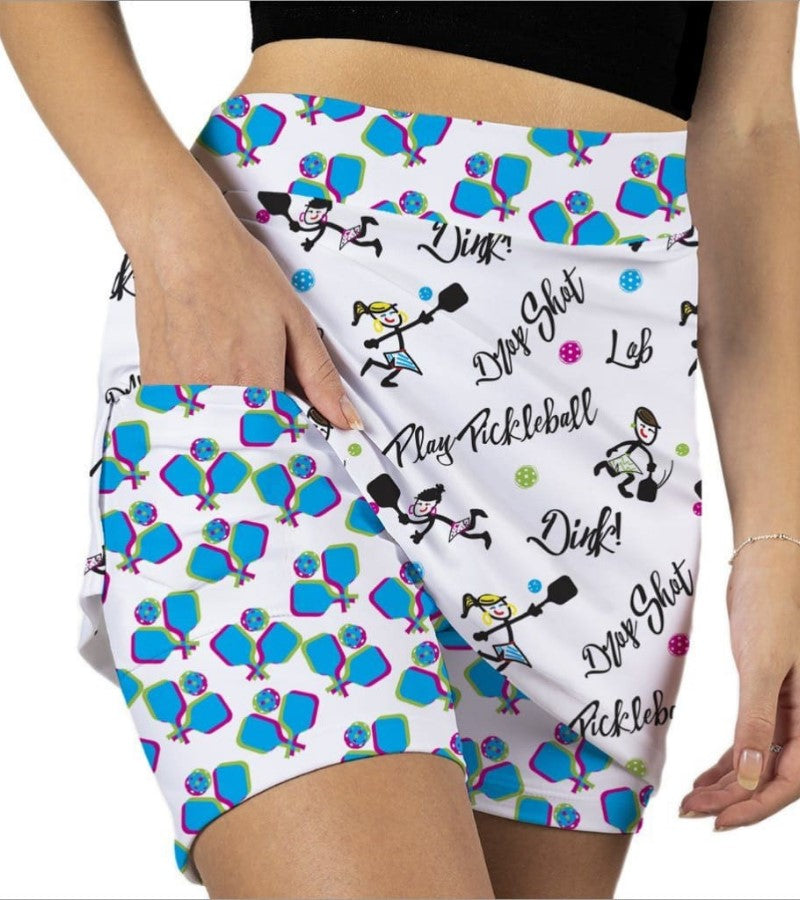 Load image into Gallery viewer, Pickleball Stick Figures Skort Under Shorts