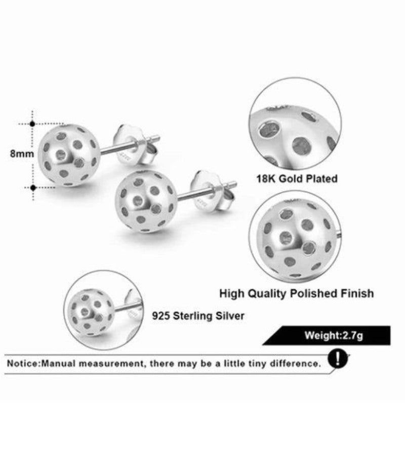 Load image into Gallery viewer, Pickleball Stud Earrings Silver Specs
