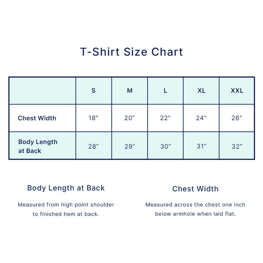 Pickleballer T-Shirt Sizing Chart