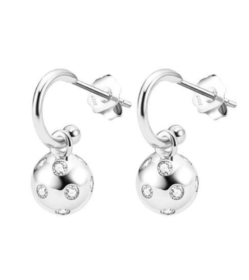 Load image into Gallery viewer, Pickleballs Hoop Huggie Earrings Silver