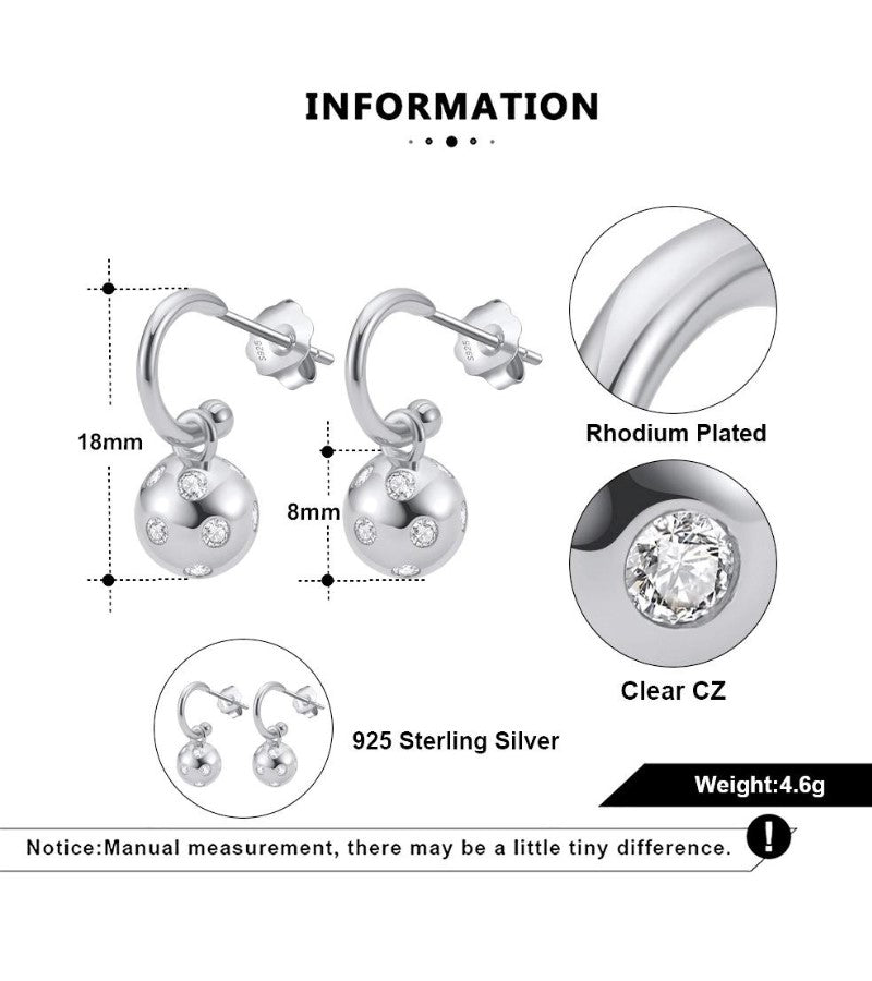 Load image into Gallery viewer, Pickleballs Hoop Huggie Earrings Silver Specs