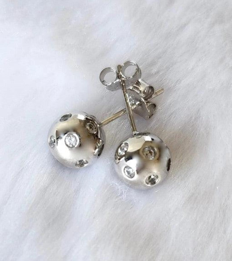 Load image into Gallery viewer, Picklebelle Baby Belle Bling Stud Earrings Silver