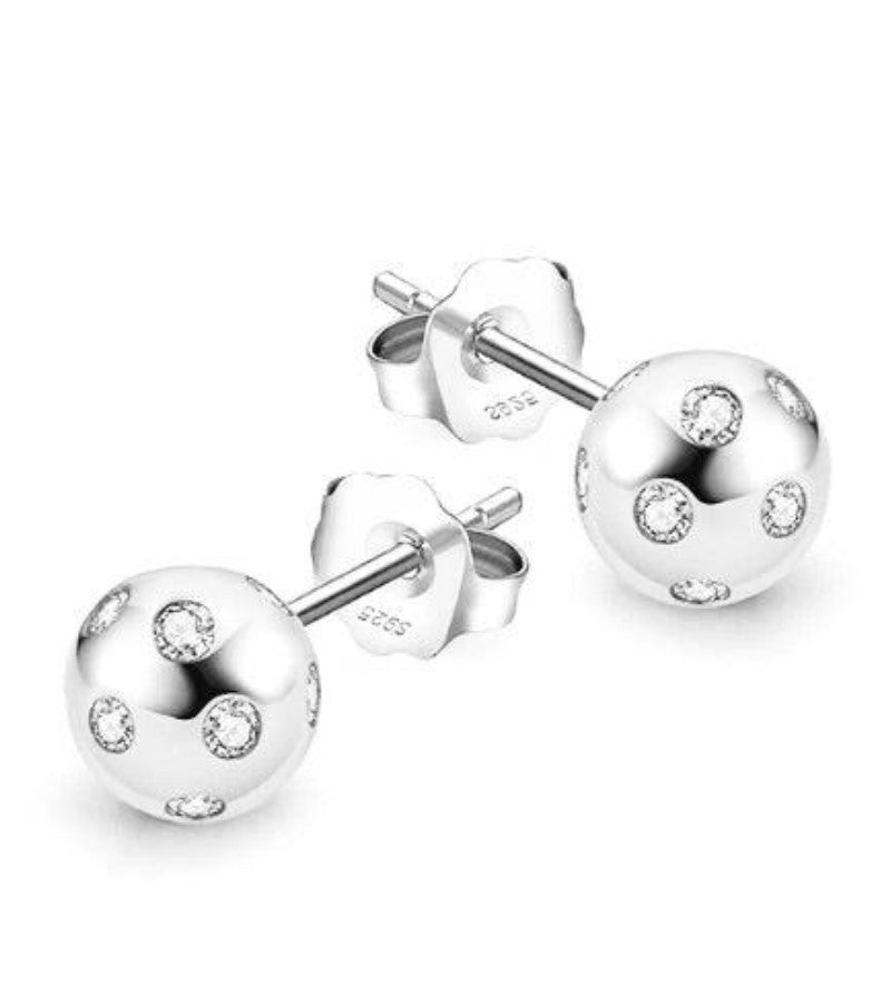 Load image into Gallery viewer, Picklebelle Baby Belle Bling Stud Earrings Silver