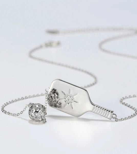 PickleBelle Cross Court Pickleball Necklace Sterling Silver