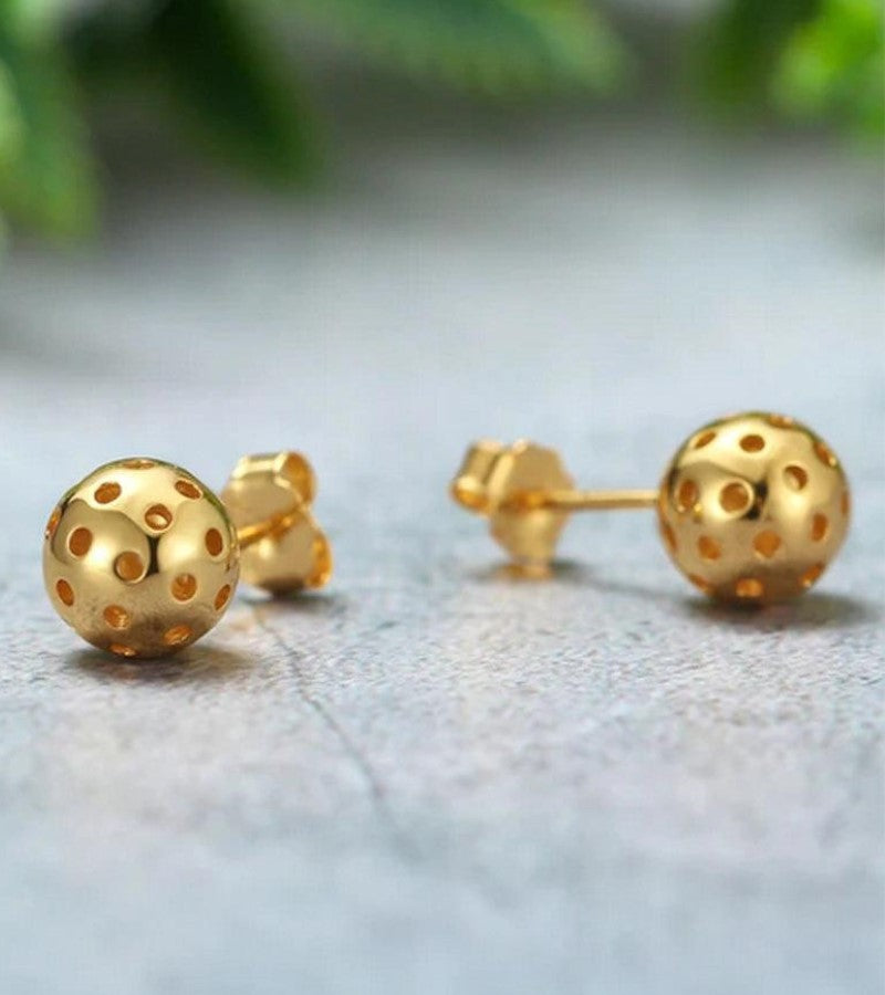 Load image into Gallery viewer, Picklebelle Pickleball Gold Stud Earrings