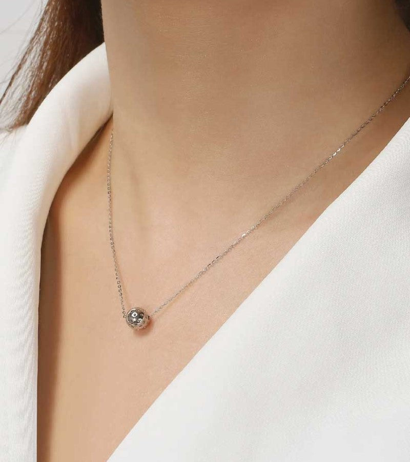 Load image into Gallery viewer, Pickleball Sterling Silver Ball Necklace on Neck