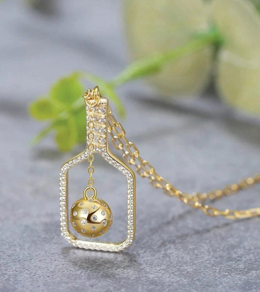 Picklebelle The Volley Plus Gold Pickleball Necklace