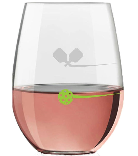 Pickled Pickleball Stemless Wine Glass