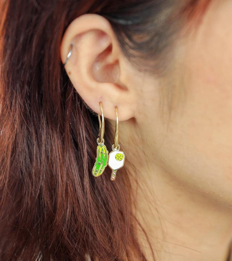 Load image into Gallery viewer, Pickle & Paddle Enamel Earrings