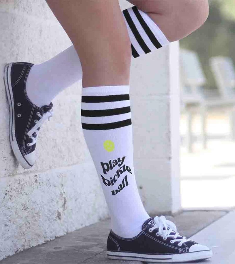Load image into Gallery viewer, Play Pickleball Knee High Socks Womens