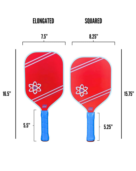 Proton Series One Type A - Player Model Paddle - Red/Gray/Blue Paddle Dimensions