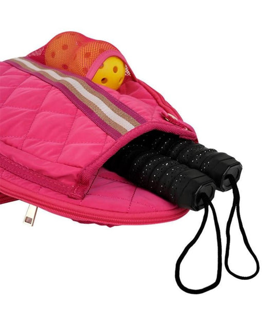 Quilted Designer Pickleball Sling Bag with paddles