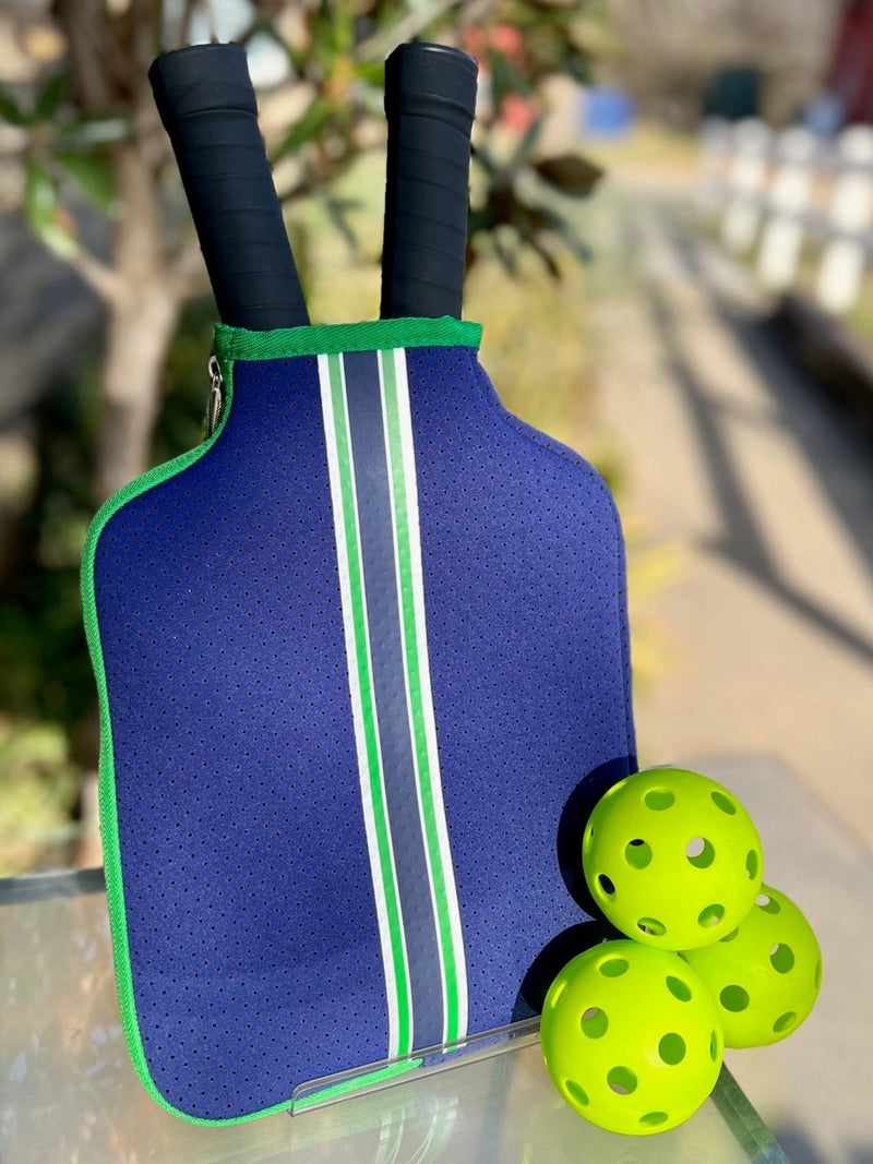 Load image into Gallery viewer, Racing Stripe Pickleball Paddle Cover Blue