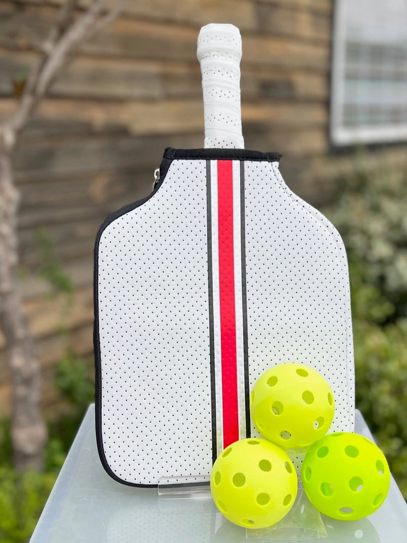 Load image into Gallery viewer, Racing Stripe Pickleball Paddle Cover White / Red