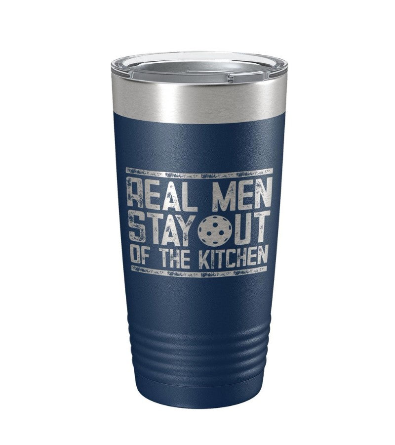 Load image into Gallery viewer, Real Men Stay Out of the Kitchen Pickleball Tumbler Navy