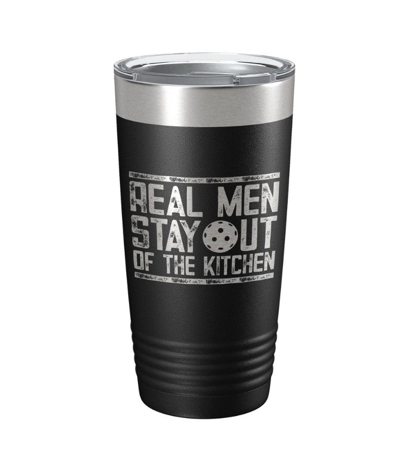 Load image into Gallery viewer, Real Men Stay Out of the Kitchen Pickleball Tumbler Black