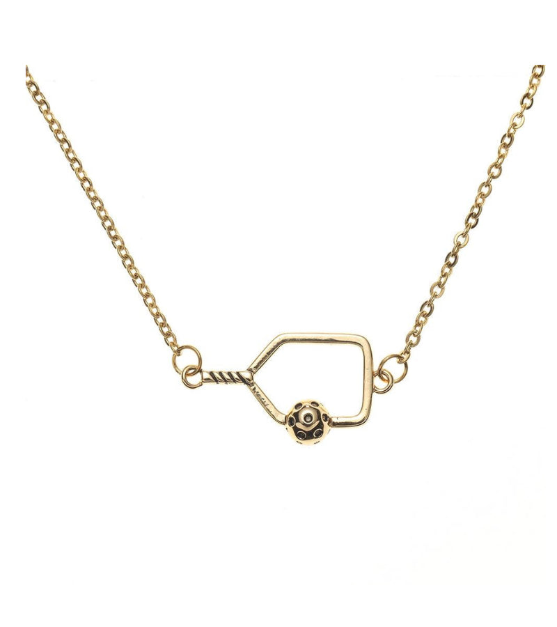 Load image into Gallery viewer, Pickleball Paddle Charm Necklace - Gold