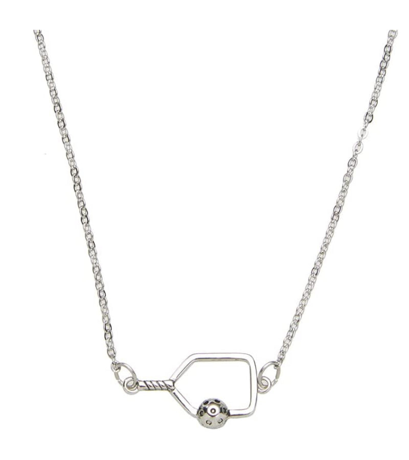 Load image into Gallery viewer, Pickleball Paddle Charm Necklace in Silver