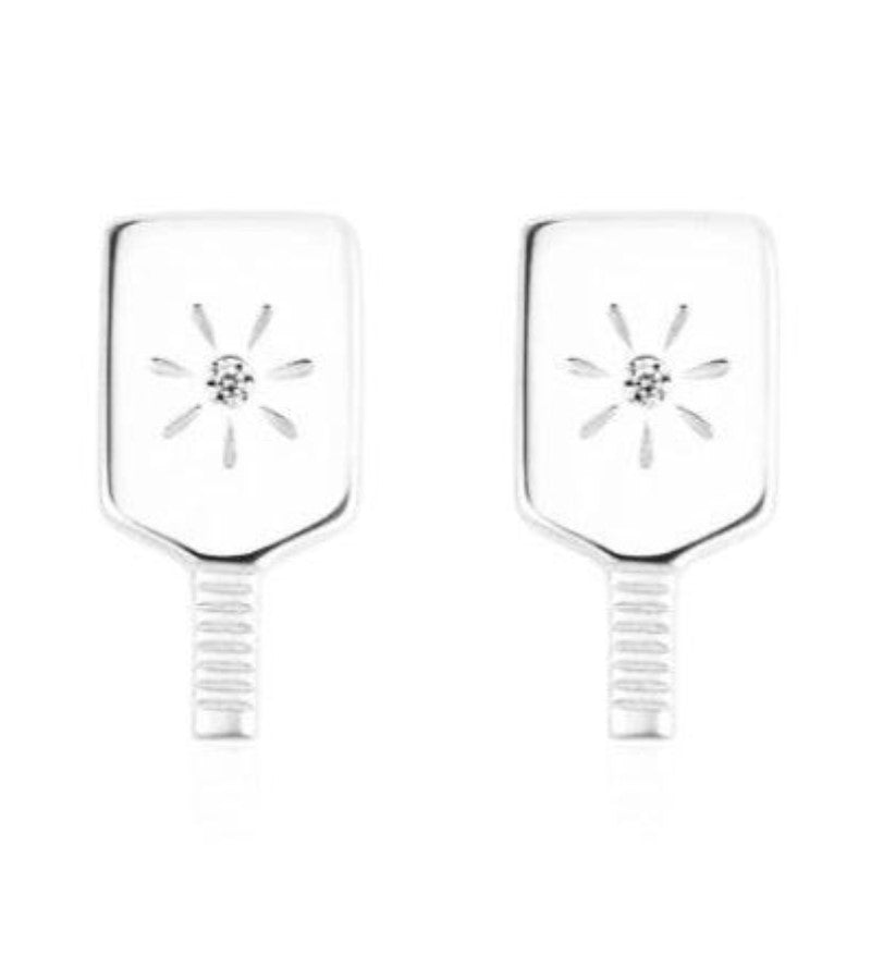 Load image into Gallery viewer, Sterling Silver Pickleball Paddle Stud Earrings