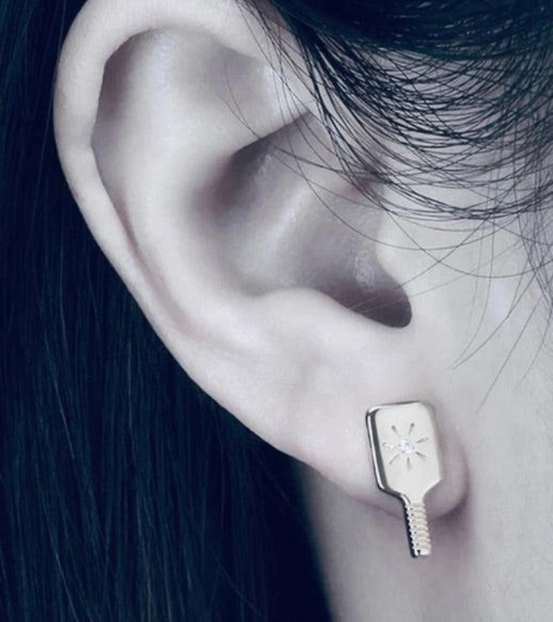 Load image into Gallery viewer, Sterling Silver Pickleball Paddle Stud Earrings