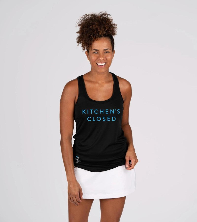 Load image into Gallery viewer, Swinton Kitchen's Closed Women's Pickleball Performance Tank Black