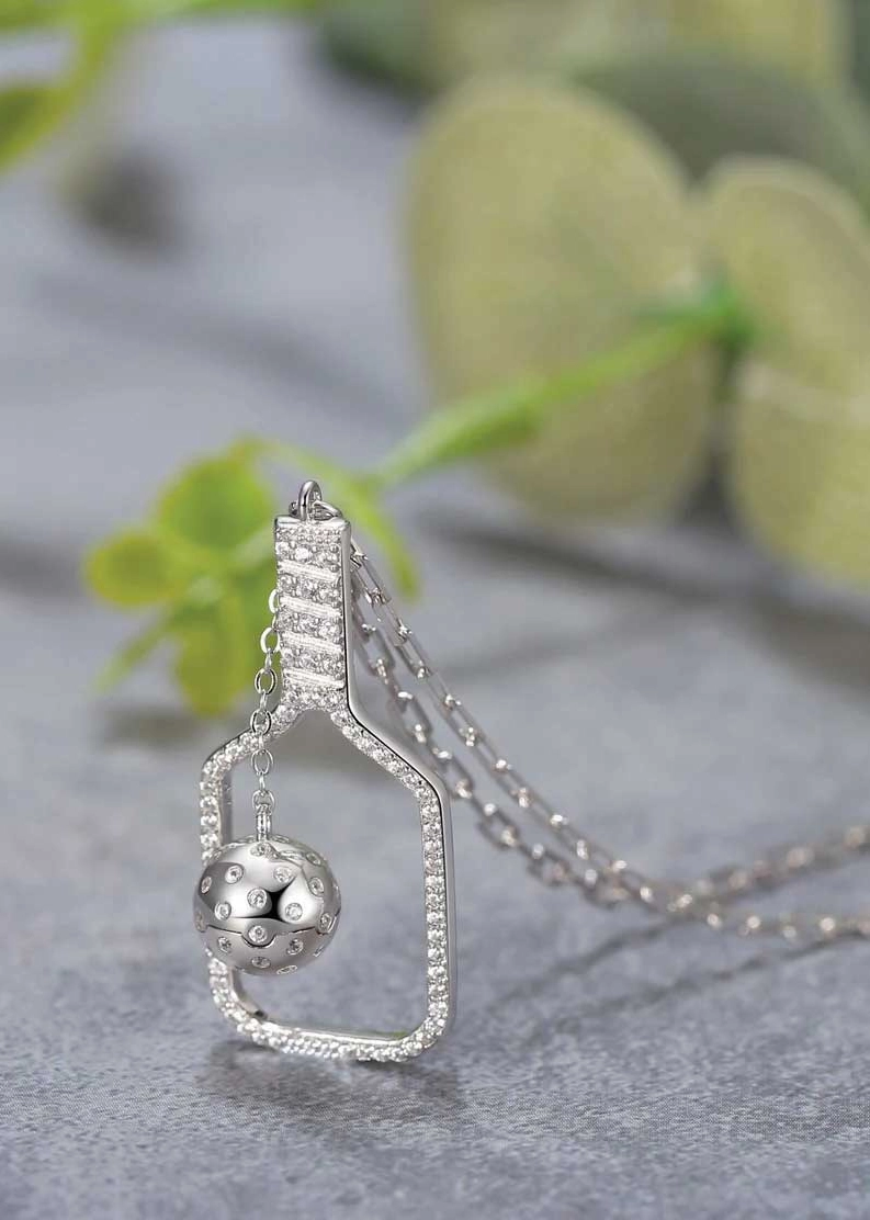 Load image into Gallery viewer, PickleBelle Volley Plus Silver Necklace
