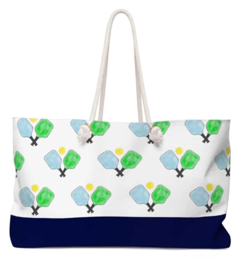 Load image into Gallery viewer, The Weekender Pickleball Tote Blue & Green
