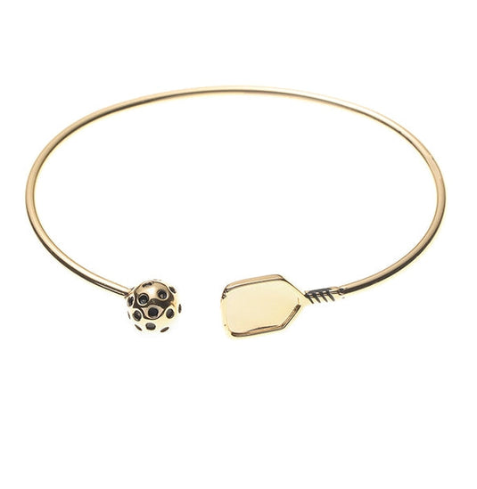 18k Gold Pickleball Paddle and Ball Adjustable Cuff Bracelet