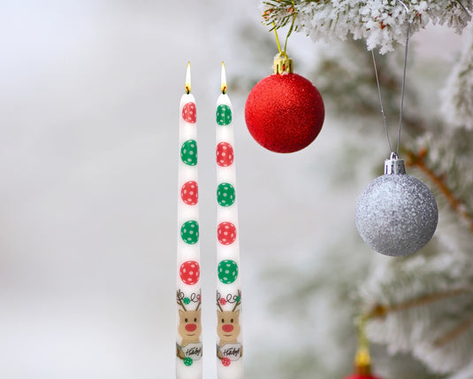 Pickleballs & Rudolph Tapered Holiday Candles