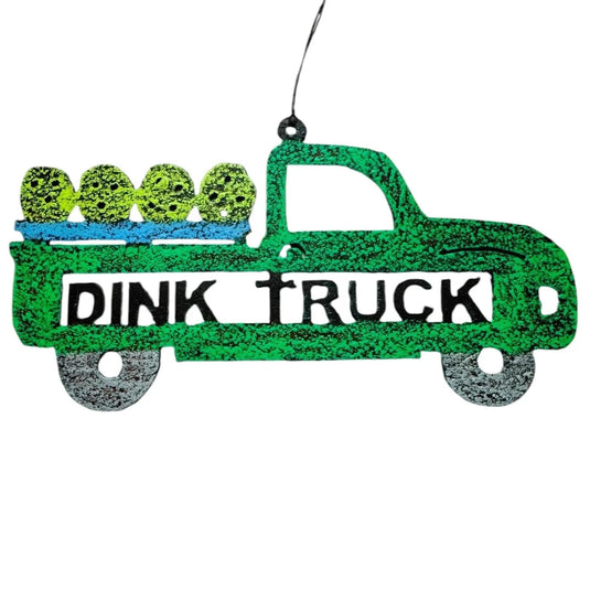 Dink Truck Recycled Metal Pickleball Ornament - Green