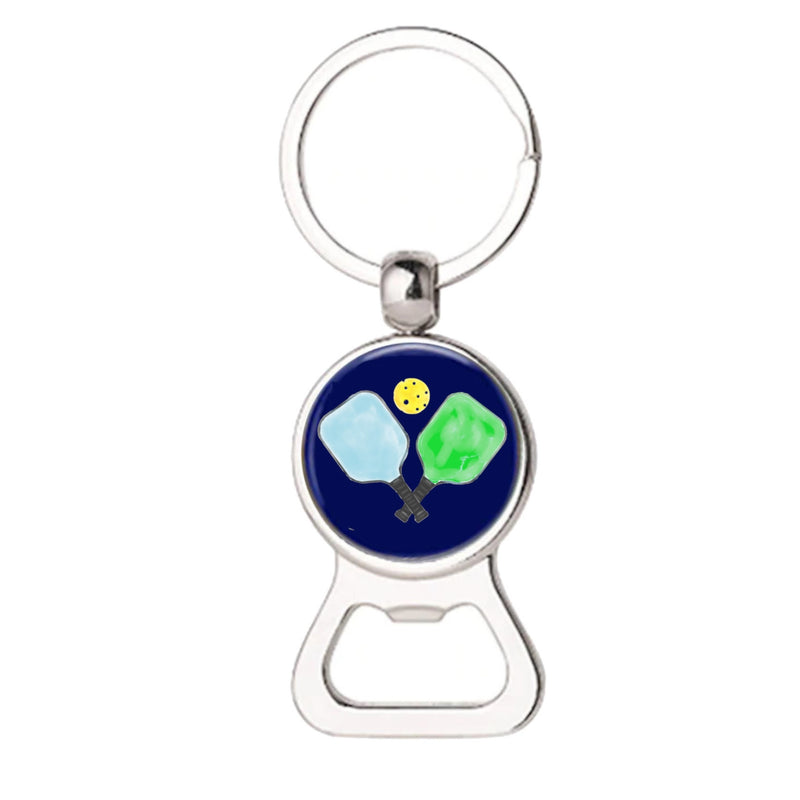 Load image into Gallery viewer, Pickleball Watercolor Bottle Opener Keychains
