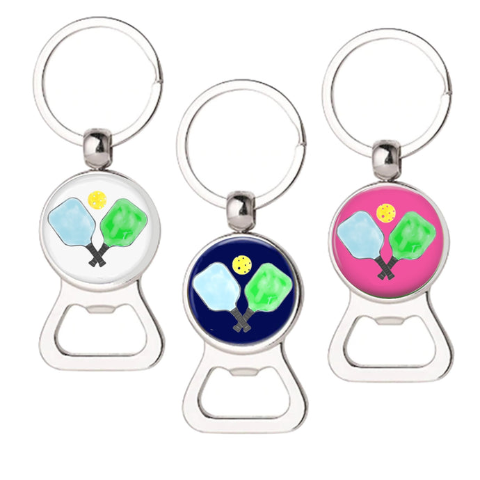 Pickleball Watercolor Bottle Opener Keychains