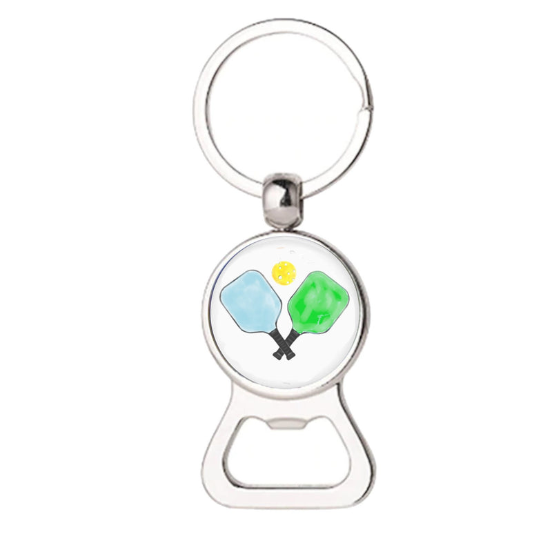 Load image into Gallery viewer, Pickleball Watercolor Bottle Opener Keychains

