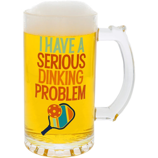 Dinking Problem Glass Beer Stein 16 oz