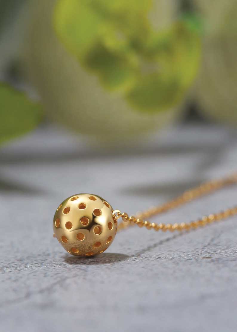 Load image into Gallery viewer, Picklebelle Baby Belle Gold Pickleball Necklace
