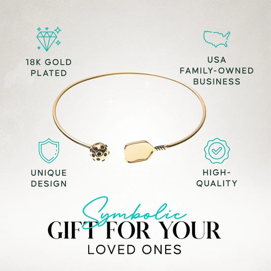 18k Gold Pickleball Cuff Bracelet
